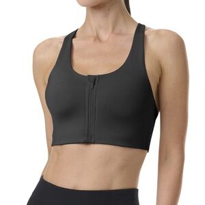 Avia High Support Zipper Front Sports Bra - Black